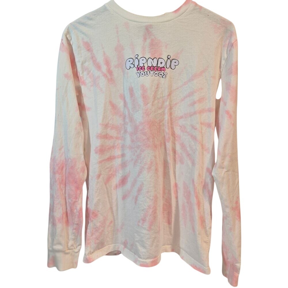 Ripndip Youtooz Ice Cream Lord Nermal Tie Dye Long Sleeve Shirt Pink White Small